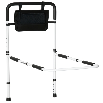HOMCOM Adjustable Bed Rail with Storage Pocket White