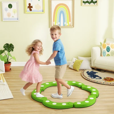 AIYAPLAY Balancebalk, 6 gebogen segmenten, sensorische verhogingen, 50 kg draagvermogen, Groen