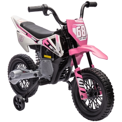 AIYAPLAY Moto Électrique Enfant 12V 2 Moteurs Rose 3-6 Ans