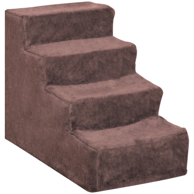 PawHut Hondentrap met 4 Treden en Afneembare Hoes voor Kleine Honden, 44 cm, Bruin