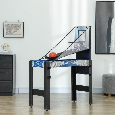 SPORTNOW Table de Jeux 5 en 1 Billard Ping-Pong Hockey Basket Bleu