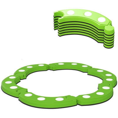 AIYAPLAY Balancebalk, 6 gebogen segmenten, sensorische verhogingen, 50 kg draagvermogen, Groen