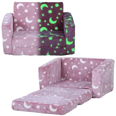 AIYAPLAY 2 in 1 Kids Folding Bed Armchair Pink Cosmic Design
