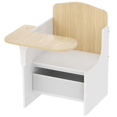 AIYAPLAY Set Tavolo e Sedia per Bambini con Contenitore, Bianco