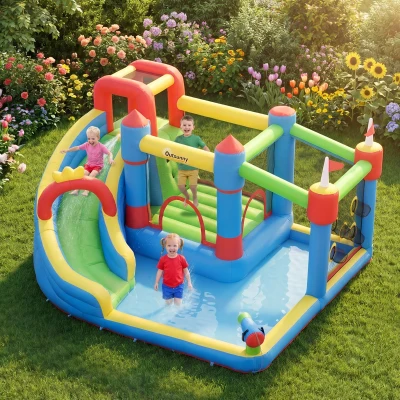Outsunny Castello Gonfiabile per Bambini 390cm x 300cm x 197cm Multicolore