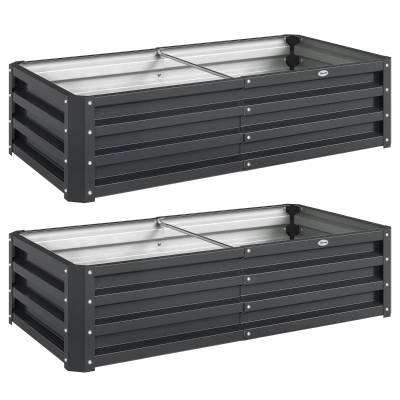 Outsunny 2 Carrés Potagers Acier 120x60x30,5cm Gris