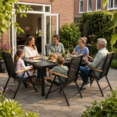 Outsunny opvouwbare zitgroep 7 stuks. Balkonset 1 tafel + 6 stoelen tuinmeubelen