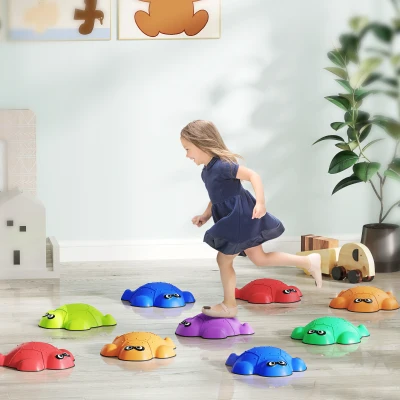 AIYAPLAY 9-delige Set Balansstenen in Schildpadvorm, 3-8 Jaar, Kunststof, Kleurrijk
