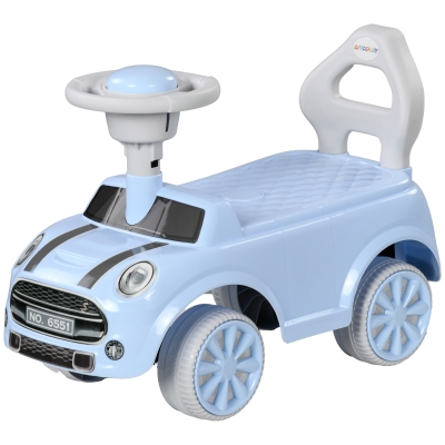 AIYAPLAY Loopauto voor Kinderen, Anti-Kantelbeveiliging, Rugleuning, Toeter, Antislipzitting, Lichtblauw