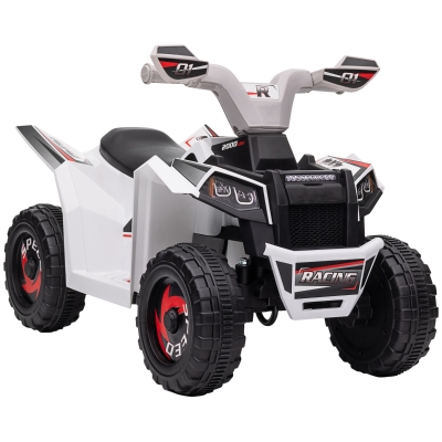 HOMCOM Elektrische Kinderquad, 2,5 km/u, Vooruit- & Achteruit, voor 18-36 Maanden, Wit