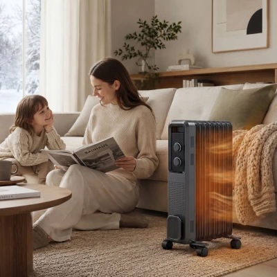 HOMCOM 2000W Oil Filled Radiator Portable Heater 9 Fin Grey