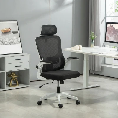 Vinsetto Sedia da Ufficio Ergonomica con Poggiatesta Nero