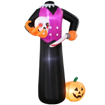 Outsunny 6FT Inflatable Headless Skeleton LED Halloween Outdoor White