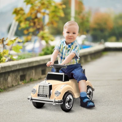 AIYAPLAY Glijauto voor Kinderen in Mercedes Benz 300S Ontwerp, Beige