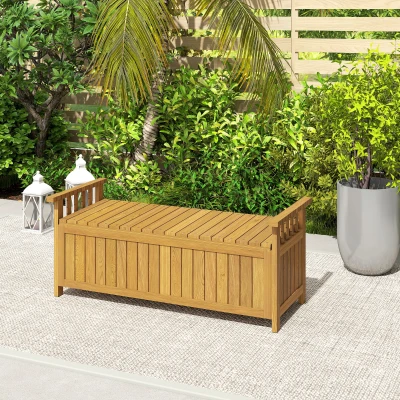 Outsunny Banc 2 Places Bois Extérieur avec Rangement 186L Marron