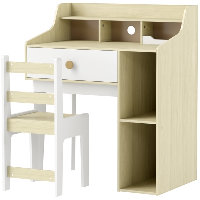AIYAPLAY Set Sedia e Scrivania Bambini con Scaffale e Cassetto