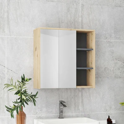 HOMCOM Armoire Miroir Salle de Bain Bois Naturel 60x20x60 cm