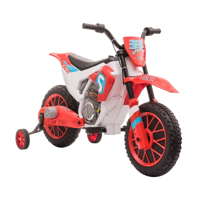 HOMCOM kindermotorfiets, elektrische motorfiets, 45 minuten rijtijd, met trainingswielen, vanaf 3 jaar, rood+wit, 106,5 x 51,5 x 68 cm