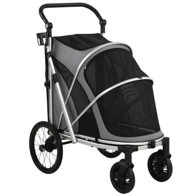 PawHut Dog Stroller Folding Shock Absorption 20kg Grey