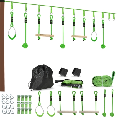 AIYAPLAY 3 Zipline-Kits, Kinder-Seilbahn-Set, bis zu 50 kg belastbar, Grün