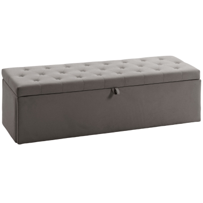 HOMCOM Cassapanca in Velluto140L, Capacità 240kg, Grigio