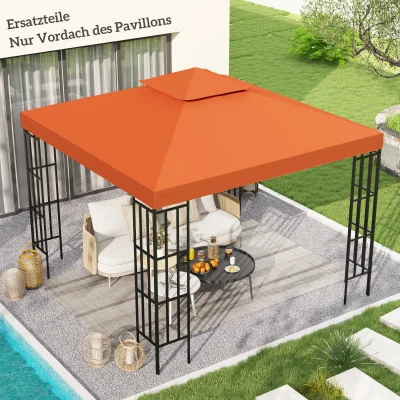 Outsunny Vervangend dak voor metalen tuinpaviljoen paviljoen partytent tuintent 3x3m, Oranjerood
