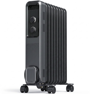 HOMCOM 2000W Oil Filled Radiator Portable Heater 9 Fin Grey