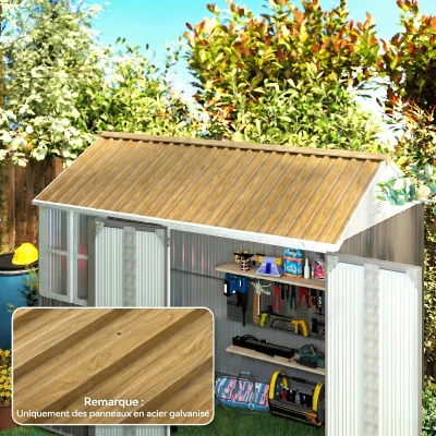 Outsunny 12 Panneaux Toiture Acier Galvanisé 7m² Abri Jardin