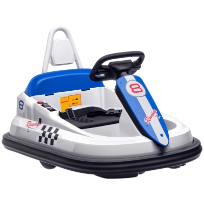 HOMCOM 6V Electric Kids Bumper Car with Music, Lights - White