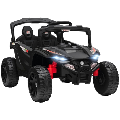 AIYAPLAY Coche Eléctrico para Niños 12V con 2 Motores Control Remoto 2,4G Suspensión Trasera Faros Música Negro