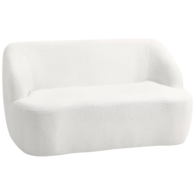HOMCOM 2-zitsbank, vloeiend ontwerp, stoffen bank met fleece bekleding, voor woonkamer, slaapkamer, thuiskantoor, Crème wit