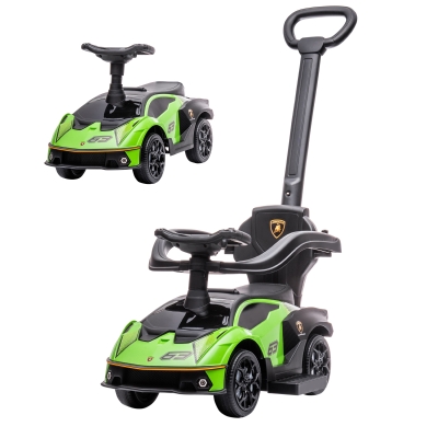 AIYAPLAY 2-in-1 loopauto met duwstang, stuur, claxon, voetsteun en opbergruimte, groen