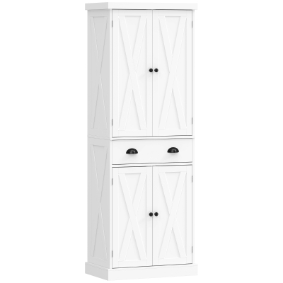 HOMCOM Buffet Haut Blanc 4 Portes Tiroir Étagères 62x38x173cm