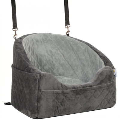 PawHut Dog Car Seat Booster Detachable Cushion Grey
