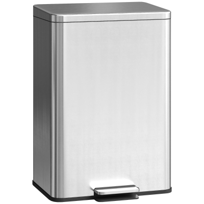 HOMCOM Mülleimer 20 L Treteimer mit Softclose-Deckel, Pedal, abnehmbar Inneneimer Silber, 34,2 x 30,6 x 44,2 cm