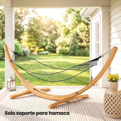 Outsunny Soporte para Hamaca de Madera 325x120x118 cm Estructura para Hamaca Carga Máx. 120 kg para Jardín Terraza Interiores y Exteriores Natural