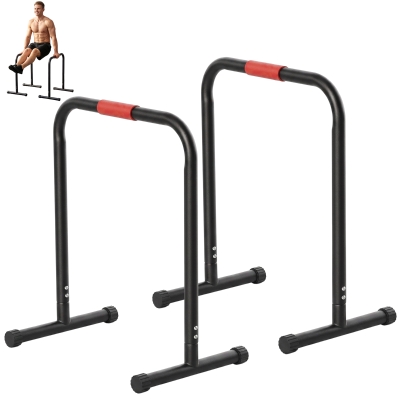 HOMCOM Barras Paralelas Training Soporte con Mango Extra Ancho para Flexiones Inclinadas Musculación Calistenia Dips 63x41x73 cm Negro