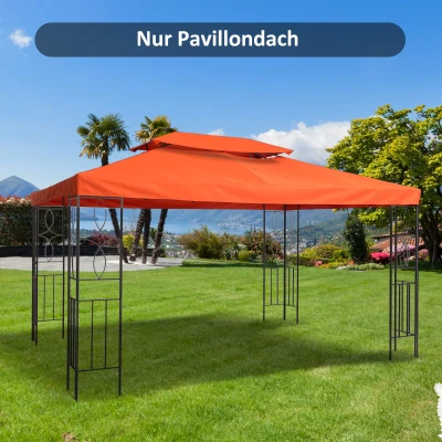 Outsunny Vervangend dak voor metalen tuinpaviljoen paviljoen partytent tuintent 3x4m, Oranjerood