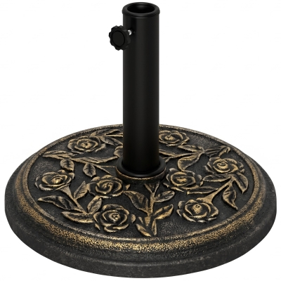 Outsunny Pied de Parasol Rond 9kg Résine Motif Roses Bronze