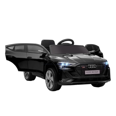 HOMCOM Coche de Batería para Niños 12V Audi E-tron con Mando a Distancia Faros Bocina Música Velocidad 3-5 km/h Negro