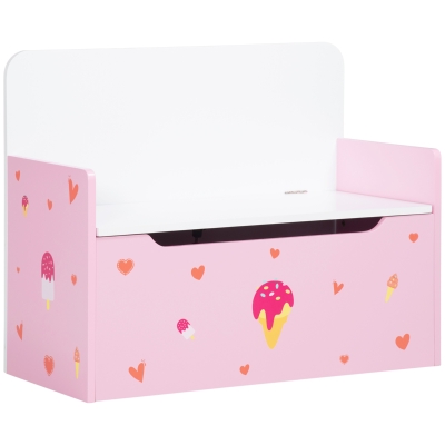 ZONEKIZ 2 en 1 Banco Infantil con Baúl de Almacenamiento para Niños de +18 Meses Carga 50 kg 60x30x50 cm Rosa