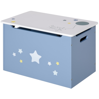 HOMCOM Kids Wooden Toy Box Storage Chest Blue