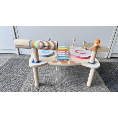 AIYAPLAY Instrumentos Musicais para Crianças 1,5-6 Anos, Conjunto de Instrumentos de Percussão com Xilofone, 2 Tambores, Cor de madeira