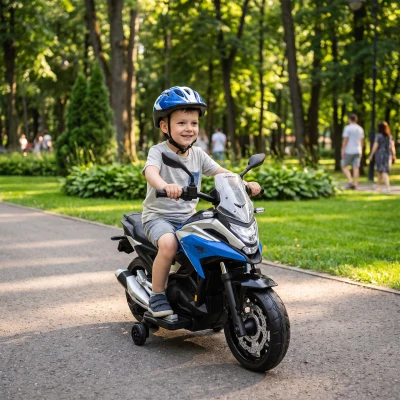 AIYAPLAY Honda Kids Electric Motorbike 12V Training Wheels Blue