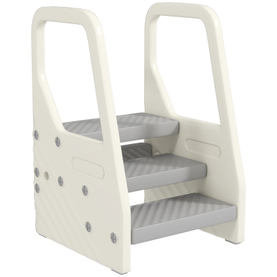 AIYAPLAY Taburete para Niños Ajustable de 2 a 3 Peldaños Torre de Aprendizaje Escalera para Niños de 2-5 Años Gris