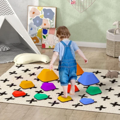 AIYAPLAY Balans-Stappstenen, 11-delig Set, Stapelbaar & Licht, Antislip, Voor Binnen/Buiten