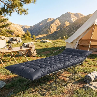 Outsunny Esterilla de Camping Plegable Portátil con Correas Antideslizante para Cama de Camping Tienda Viajes Gris Oscuro