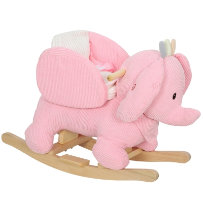 AIYAPLAY Kids Elephant Rocking Horse with Safety Belt Pink