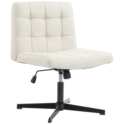 HOMCOM Armless Office Chair Linen Wide Seat Rocking Beige