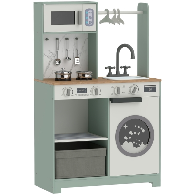 AIYAPLAY Cuisine Enfant Dinette Bois Évier Micro-ondes Vert